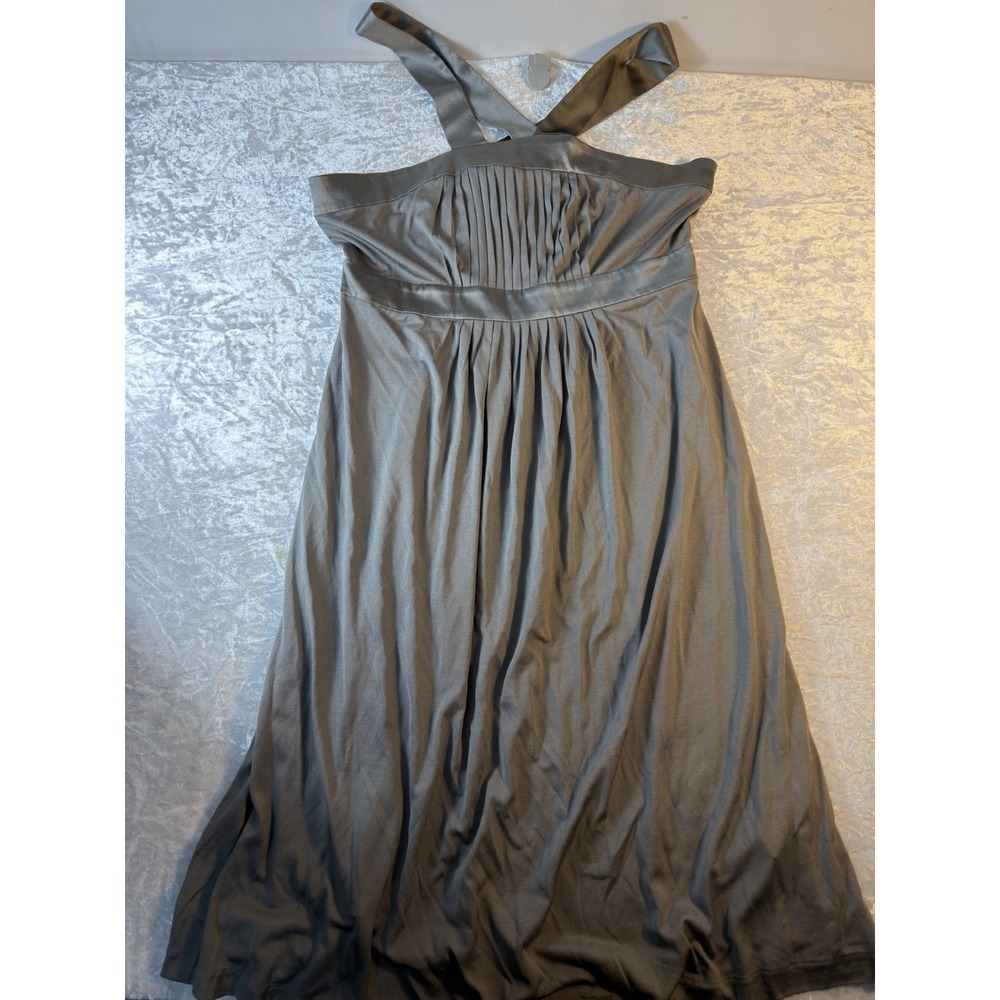 Banana Republic Silk Babydoll Dress Womens 8 Gray Pleated Empire Waist NWT